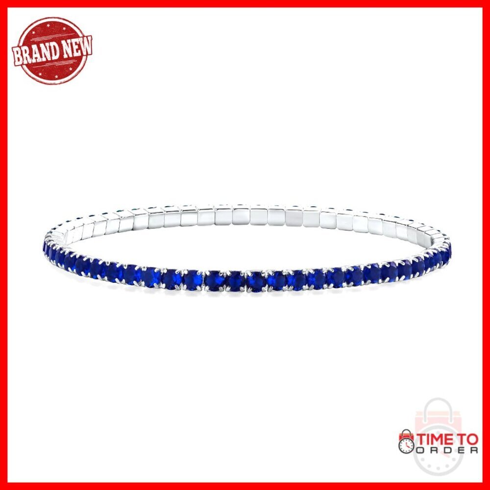 Sterling Silver Tennis Bracelet with Created Gemstones, 7.25-8 Inch